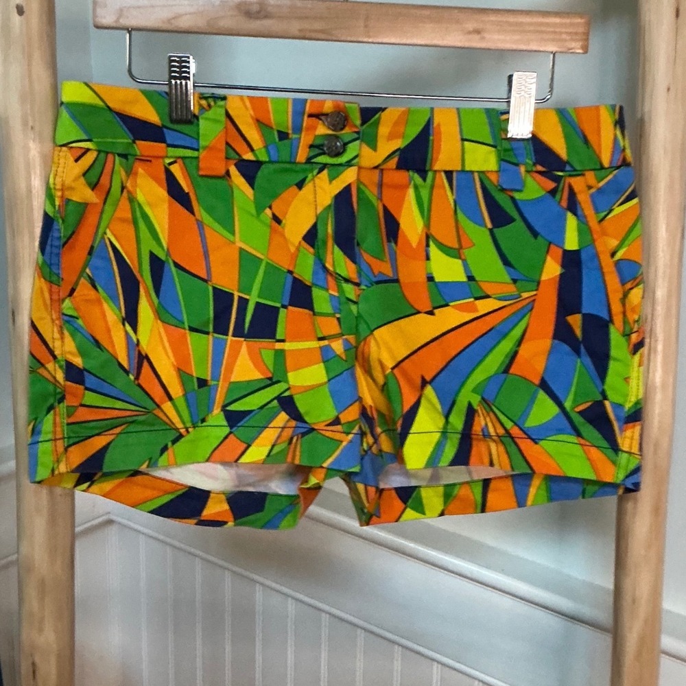 Loudmouth Golf Women Psychedelic Geometric Print Shorts Green Orange Size 6